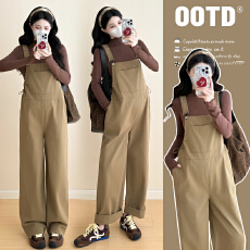 批发实拍 春装新款宽松孕妇<b class='q'>背带</b>裤<b class='q'>长裤</b>打底衫休闲孕妇两件套装