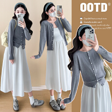 批发实拍 春装新款孕妇吊带<b class='q'>连衣裙</b>宽松孕妇两件套装潮妈