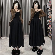 批发春装新款孕妇吊带连衣裙针织外套<b class='q'>休闲</b>孕妇套装春季