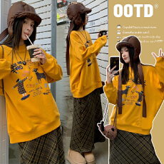 新品 春装新款涂鸦孕妇卫衣+半身裙字休闲孕妇两件套装