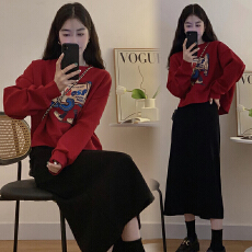 批发春装新款宽松孕妇卫衣+半身裙子<b class='q'>休闲</b>孕妇两件套装春季