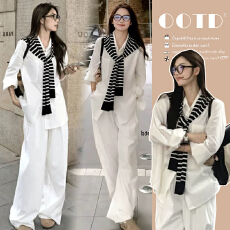 批发新品 有货 春装新款宽松衬衫披肩阔腿裤子<b class='q'>休闲</b>孕妇三件套装春季