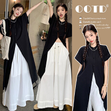 批发现现  夏<b class='q'>装</b>新款赫本风中长款<b class='q'>衬衫</b>连衣裙宽松阔腿<b class='q'>裤</b>子孕妇<b class='q'>两件套</b><b class='q'>装</b>