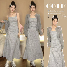 批发有货 春装新款中长款孕妇连衣裙气质开衫宽松孕妇<b class='q'>两件</b>套装