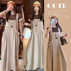 批发现  夏装新款设计感宽松孕妇连衣裙气质短袖上衣<b class='q'>休闲</b>孕妇两件套装