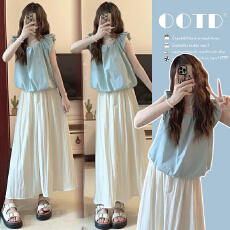 批发有货  夏装新款小飞袖孕妇<b class='q'>上衣</b>半身裙子宽松孕妇两件套装夏季