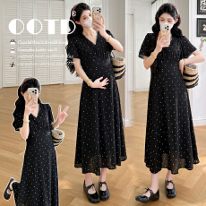 批发实拍 现  夏装新款巨好看碎花孕妇连衣裙宽松<b class='q'>中长款</b>孕妇长裙子夏