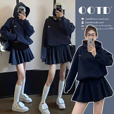 批发新品 有货 秋装新款宽松连帽<b class='q'>卫衣</b>半身裙短裙子休闲孕妇两件套装