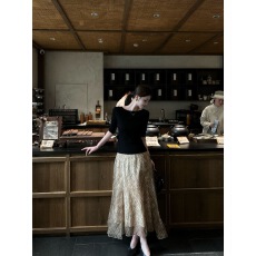 批发欧根纱复古印花A字<b class='q'>半身裙</b>女夏季显瘦百搭不规则长裙伯克利裙子