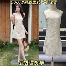批发YUANLIANSU/圆脸酥雾晴千早优雅中长裙气质裙无袖蕾丝<b class='q'>连衣裙</b>