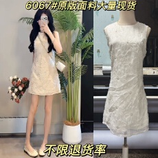 批发YUANLIANSU/圆脸酥雾晴千早优雅中长裙气质裙无袖蕾丝<b class='q'>连衣裙</b>