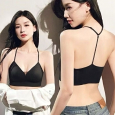 批发性感闪钻Y型美背吊带内衣固定三角杯垫舒适上托无痕<b class='q'>光面</b>时尚<b class='q'>文胸</b>