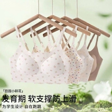 批发少女成长期内衣碎花吊带提拉软支撑固定杯不跑位舒适上托运动减震