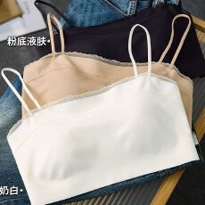 批发无痕纯色内衣拼接蕾丝抹胸防走光固定杯垫不跑位舒适上托无痕美背