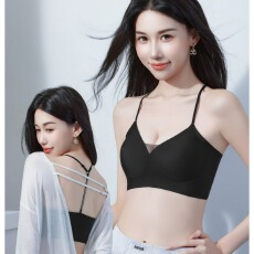 批发法式三角杯闪钻Y型美背内衣鸡心镂空网纱拼接V领显事业线少女文胸