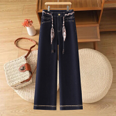 批发韩系2025年秋冬新款<b class='q'>牛仔裤</b>高腰<b class='q'>显瘦</b>大码胖mm显高<b class='q'>显瘦</b>阔腿微喇叭裤