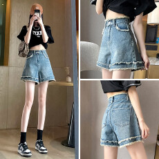 批发2026新款设计感毛边<b class='q'>牛仔</b><b class='q'>短裤</b>女夏季<b class='q'>高腰</b>宽松显瘦休闲百搭阔腿热裤