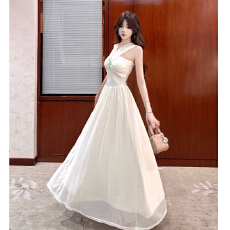 批发实拍白月光仙女裙露肩生日宴会礼服长裙子纯欲网纱抹胸大摆<b class='q'>连衣裙</b>