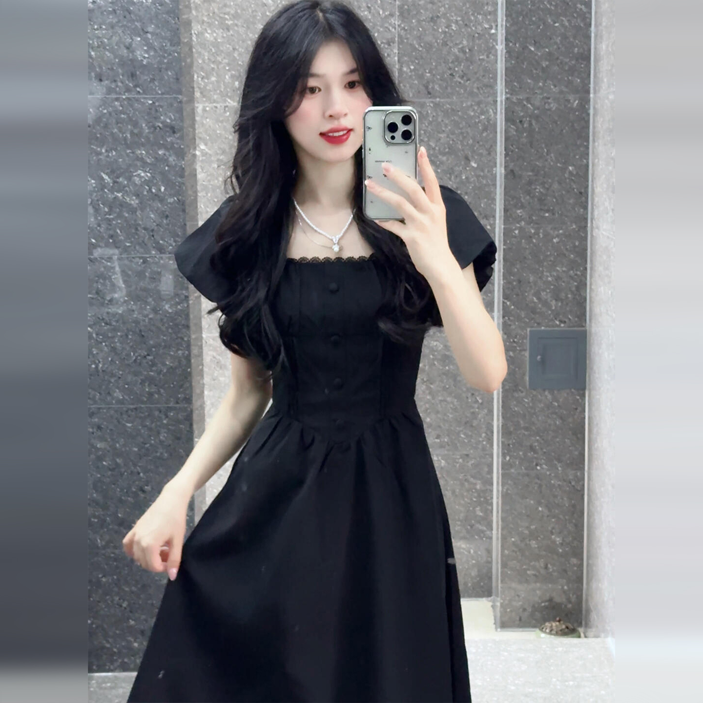 FA36525# 气质高级感黑色连衣裙子夏季新款女装独特漂亮绝美巨好看长裙 服裝批發女裝批發服飾貨源