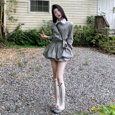 批发法式气质长袖<b class='q'>衬衫</b><b class='q'>连衣裙</b>子女2025秋季新款高级感收腰显瘦气质短裙