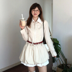 批发法式气质长袖<b class='q'>衬衫</b><b class='q'>连衣裙</b>子女2025秋季新款高级感收腰显瘦气质短裙