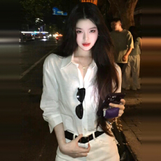 批发韩系高级感白色衬衫女早秋2025新款爆款通勤<b class='q'>职业</b>穿搭休闲长袖上衣