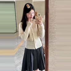 批发小个子白色<b class='q'>蕾丝</b>拼接<b class='q'>披肩</b>毛衣针织衫女秋冬季2025新款减龄显瘦上衣