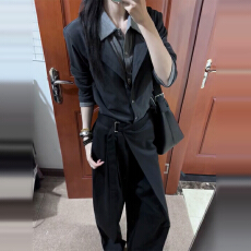 批发假两件拼接毛衣开衫女2025春秋季高智感穿搭针织衬衫修身正肩上衣