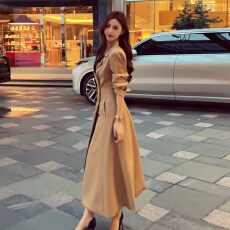 批发卡其色风衣外套女春秋2025新款小个子复古英伦风中长款大衣女秋冬
