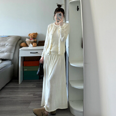 批发早秋季穿搭套装2025新款巨好看温柔韩系气质<b class='q'>开衫</b>背心连衣裙子女