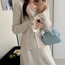 批发2025新款法式气质<b class='q'>蕾丝</b>花边针织连衣裙子女秋冬季内搭毛衣<b class='q'>套装</b>长裙