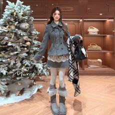 批发小香风灰色西装连衣裙子女秋冬季2025新款小个子千金穿搭套装短裙