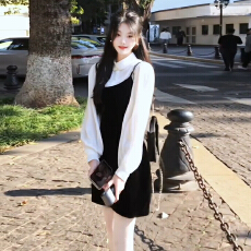 批发法式富家千金高级感黑色连衣裙子女秋冬2025新款修身收腰包臀长裙