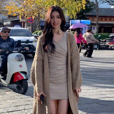 批发法式v领针织连衣裙子女秋冬季2025新款内搭打底辣妹性感包臀短裙