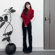 批发绝美巨好看的红色斗篷毛衣女冬季2026新款韩系穿搭不撞款针织上衣