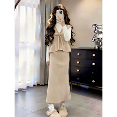 批发法式千金风高级感连衣裙子女春秋2026新款冬季叠穿超火穿搭一整套