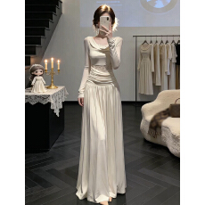 批发法式纯欲镂空白色<b class='q'>连衣裙</b>子女秋冬季2026新款独特漂亮绝美气质长裙