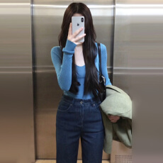 批发蓝色麻花v领针织衫上衣女秋冬2026新款韩系慵懒内搭修身打底毛衣