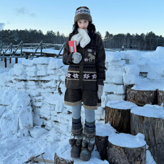 批发圣诞穿搭费尔岛复古毛衣开衫女2025新款<b class='q'>秋</b>冬慵懒风针织连衣裙套装