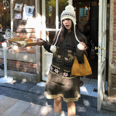 批发圣诞穿搭费尔岛复古毛衣开衫女2025新款<b class='q'>秋</b>冬慵懒风针织连衣裙套装