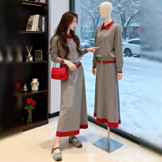 批发韩系穿搭毛衣套装裙子女<b class='q'>秋</b>冬撞色针织衫半身裙2026超火冬装一整套
