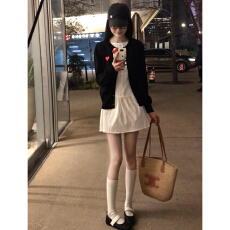 批发白色长袖衬衫连衣裙子女2026新款早春季韩系学院风小个子穿搭套装