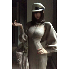 批发法式复古针织抹胸<b class='q'>连衣裙</b>子女秋<b class='q'>冬季</b>2026年新款巨好看穿搭一整套装