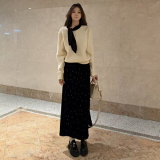 批发韩系减龄搭配一整套2026新款<b class='q'>冬季</b>时尚高级感蝴蝶结内搭<b class='q'>连衣裙</b>子女