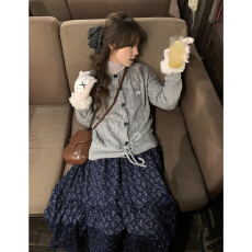 批发绝美巨好看灰色针织开衫毛衣女<b class='q'>春</b>季内搭可外穿独特漂亮miu系上衣