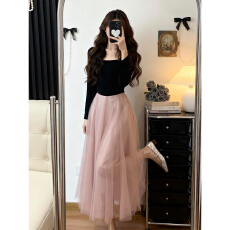 批发法式复古<b class='q'>条纹</b>荡领长袖连衣裙子女早秋季2026新款收腰显瘦气质<b class='q'>长裙</b>