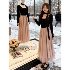 批发法式复古<b class='q'>条纹</b>荡领长袖连衣裙子女早秋季2026新款收腰显瘦气质<b class='q'>长裙</b>