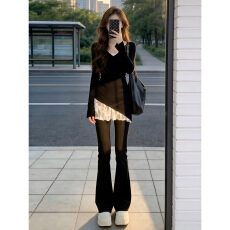 批发韩系巨好看穿搭一整套早春季2026新款黑色长袖上衣女<b class='q'>裤</b>子两件套装