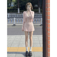 批发早春季漂亮套装巨好看韩系穿搭一整套粉色<b class='q'>连衣裙</b>子女2026新款短裙