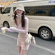 批发早春季漂亮套装巨好看韩系穿搭一整套粉色<b class='q'>连衣裙</b>子女2026新款短裙